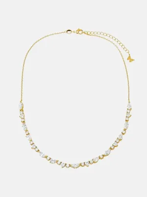 CZ Multi Shape Half Tennis Necklace