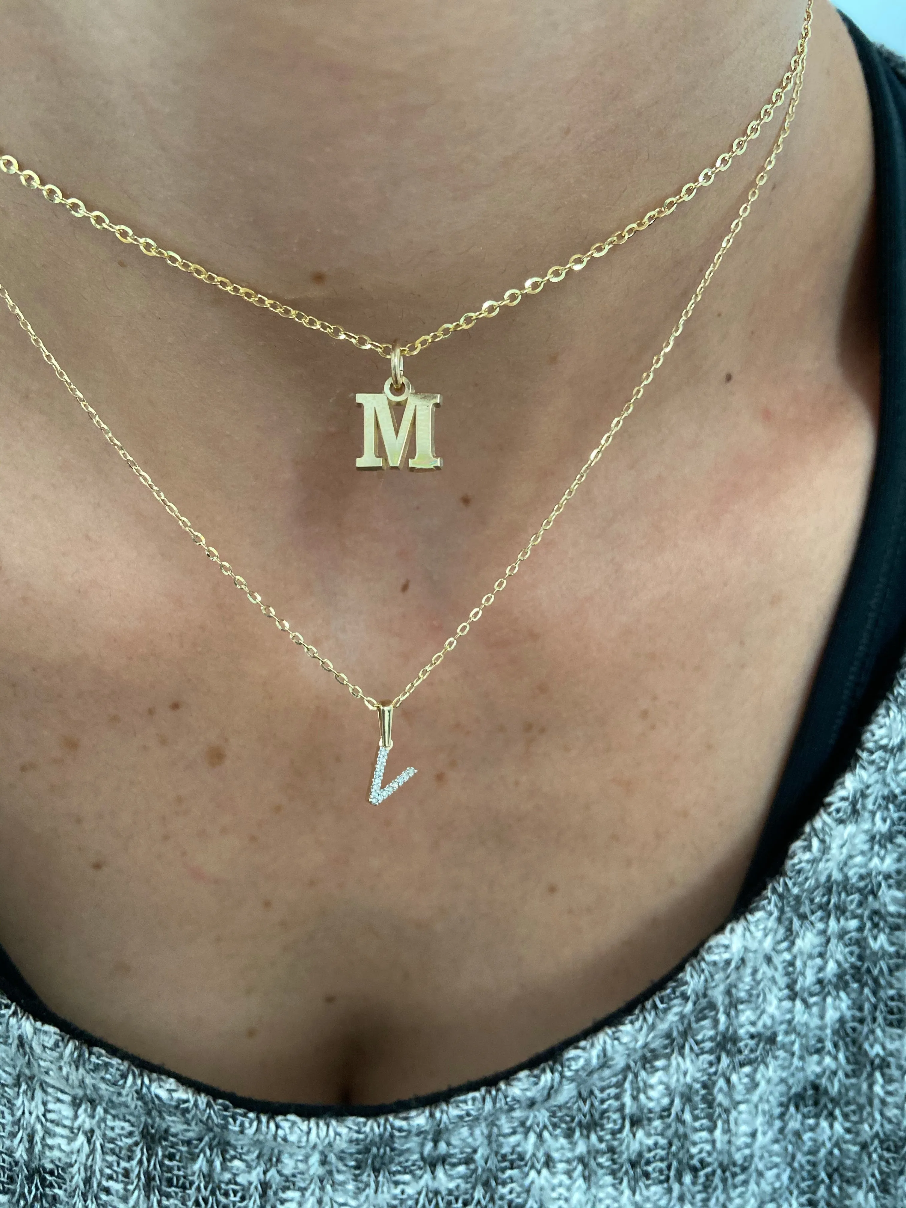 Diamond Initial Charm Necklace
