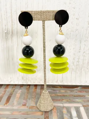 Disco BW Clip On Earrings, Lime