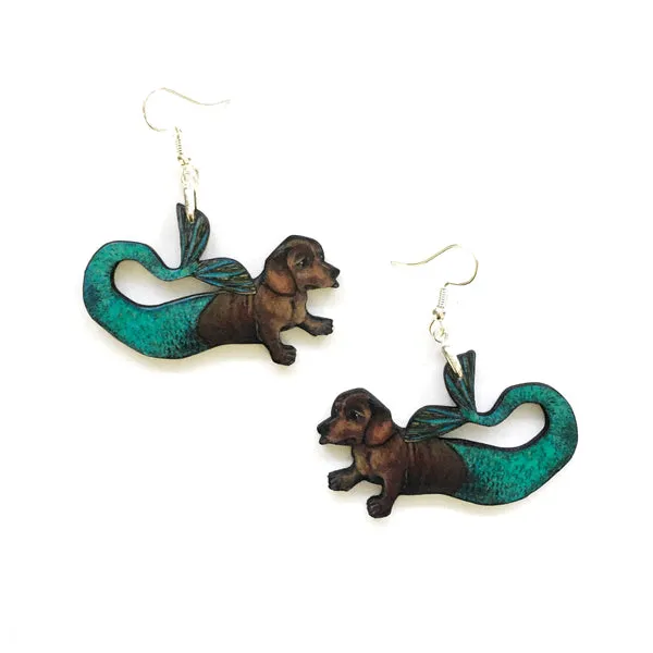 Dive into Whimsy with Mermaid Dachshund Earrings: Sustainable & Handmade