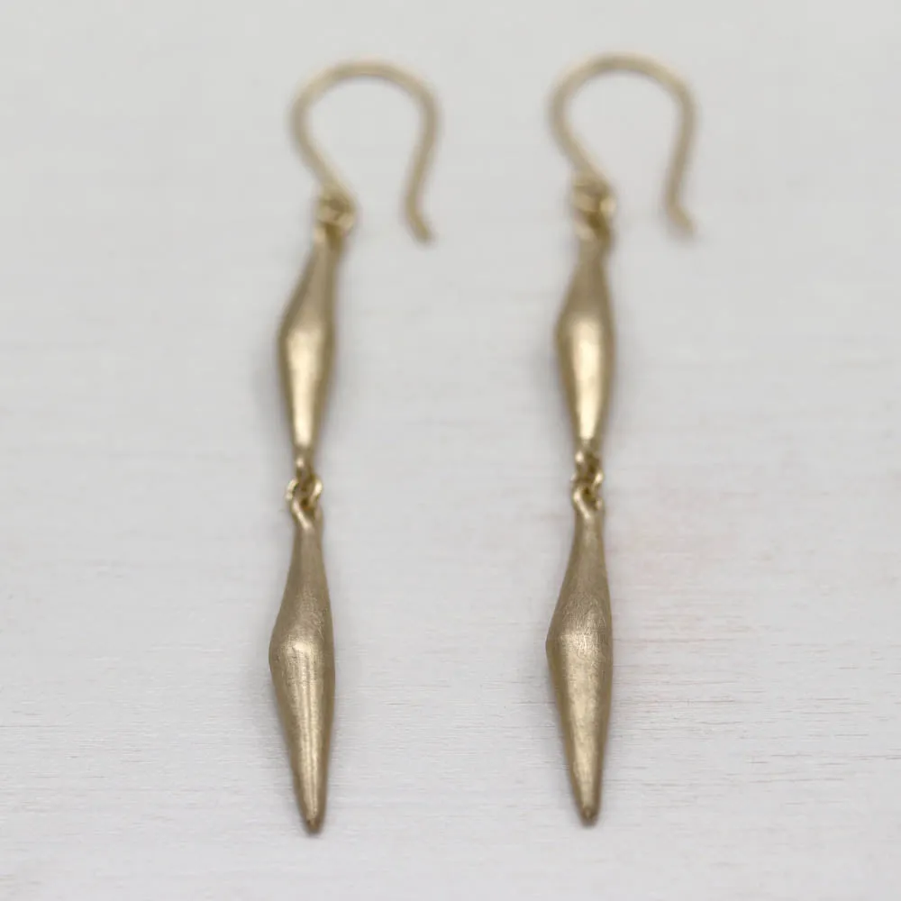 Double Sculpted Pod Dangle Earrings