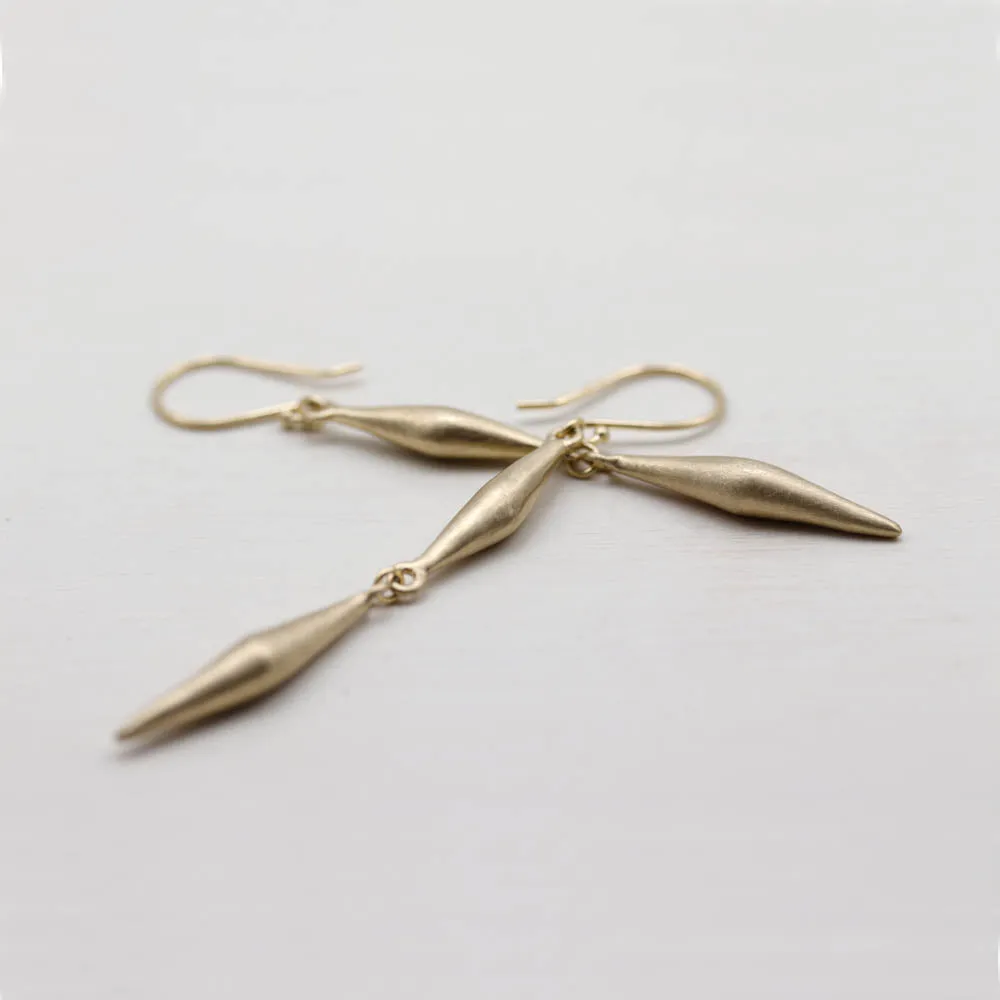 Double Sculpted Pod Dangle Earrings