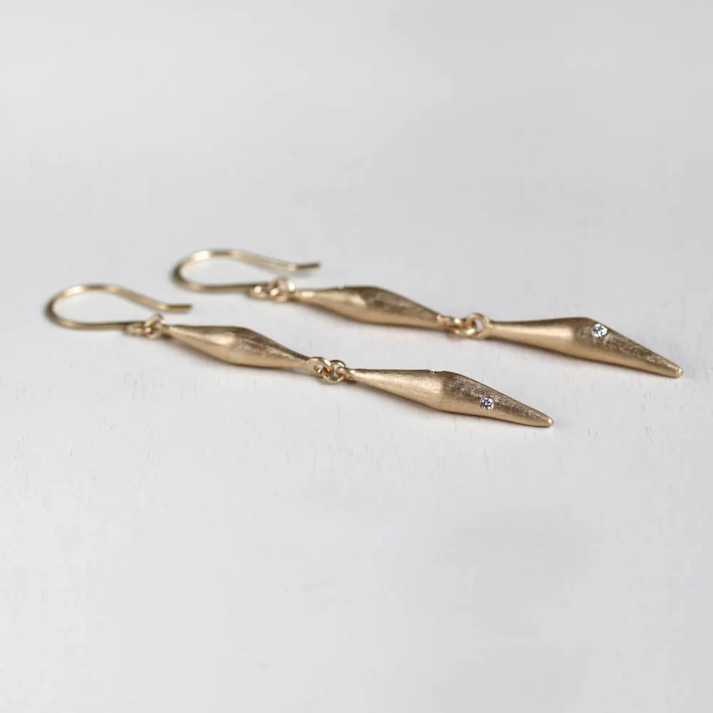 Double Sculpted Pod Diamond Dangle Earrings