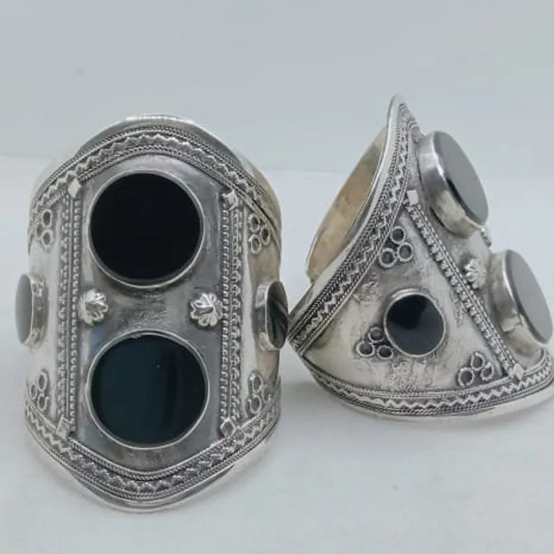 Double Stone Tribal  Boho Cuff Bracelet