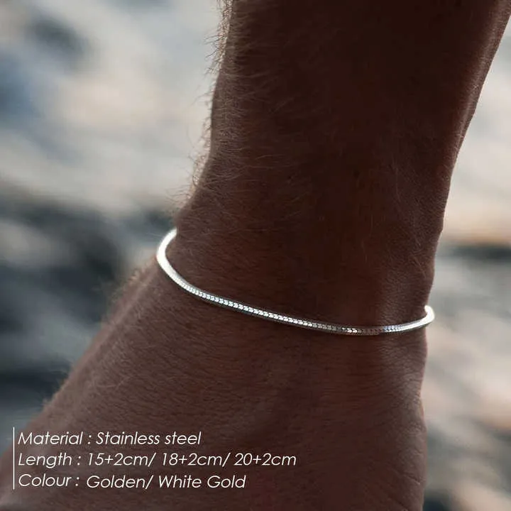 EManco Minimalist Octagonal Chain -سوار فضي