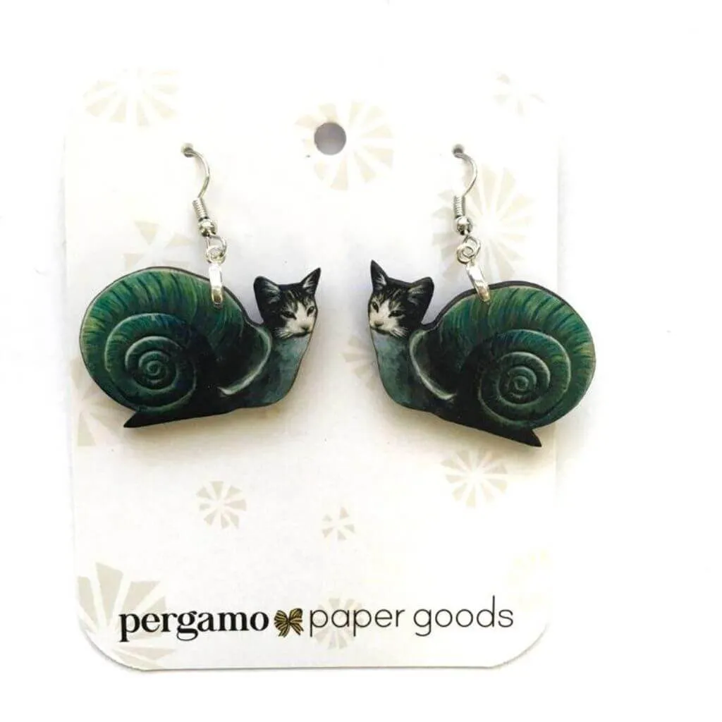 Embrace Whimsy with Snail Cat Earrings: Eco-Friendly & Handmade