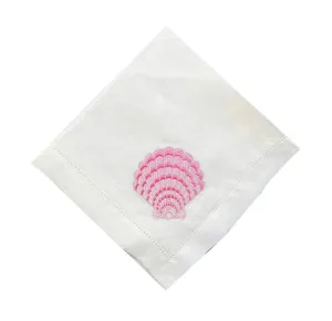 Embroidered Pink Scallop Shell Napkin