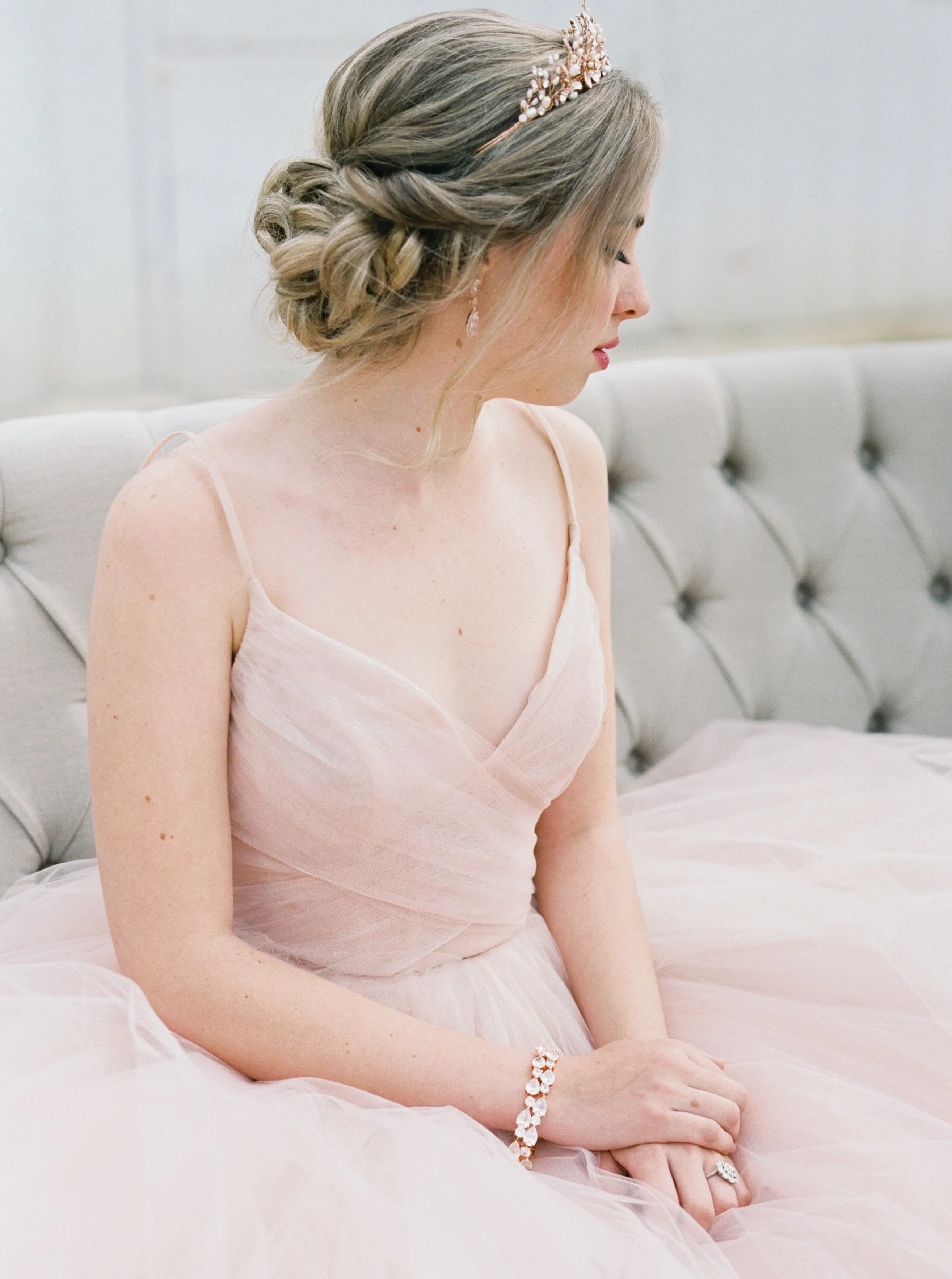 GENEVIEVE Tiara with Ruby and Emerald Briolettes