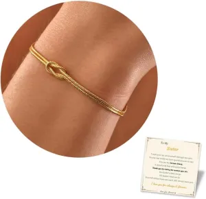 Gold Bracelets for Women Teen Girl Gifts Infinity Knot Bracelet Gifts for Daughter Granddaughter Wife Birthday Gift Ideas Anniversary Valentines Mothers Day Christmas Jewelry Gifts