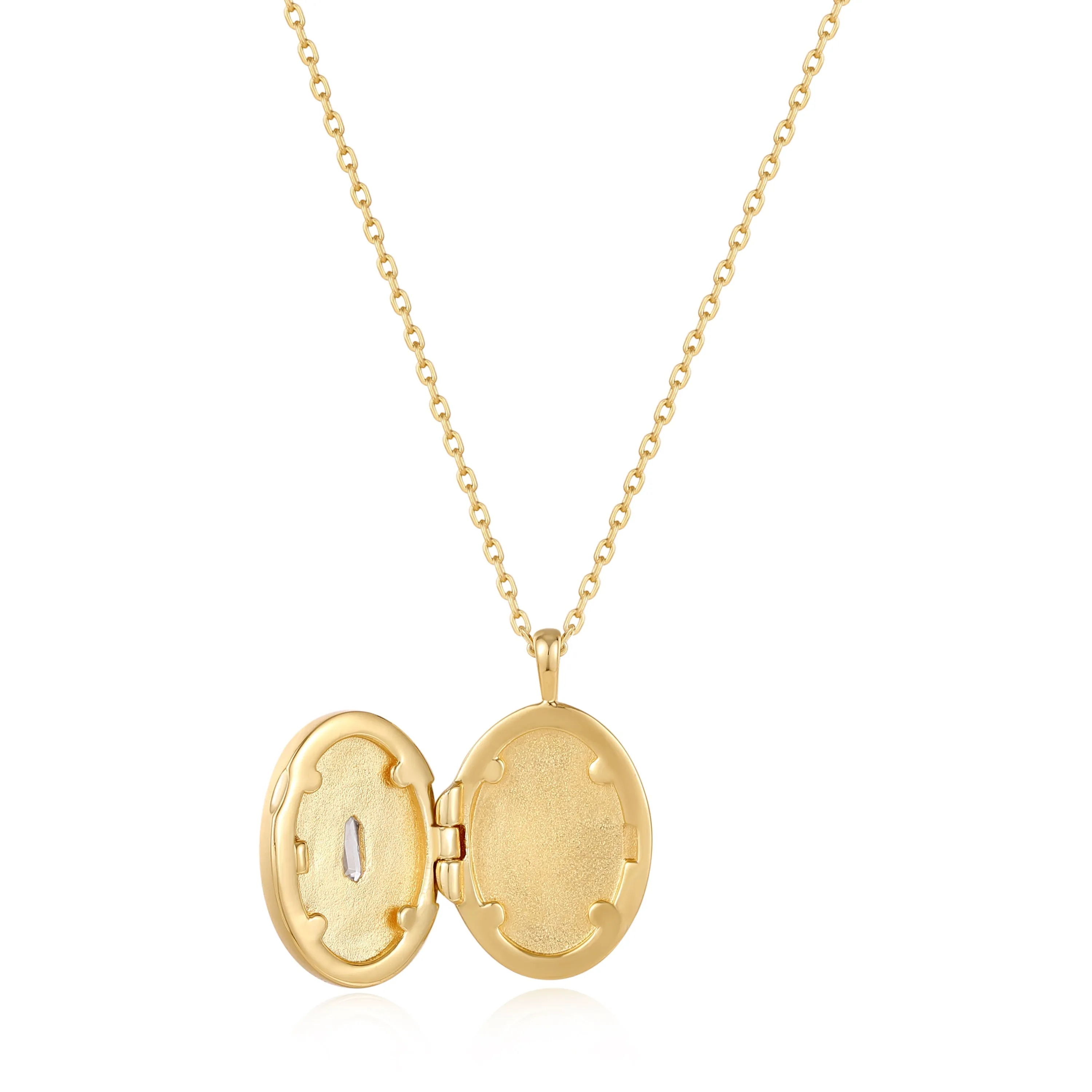 Gold Sparkle Locket Pendant Necklace