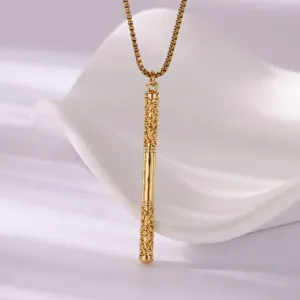 Golden Cudgel Stainless Steel Pendant Necklace
