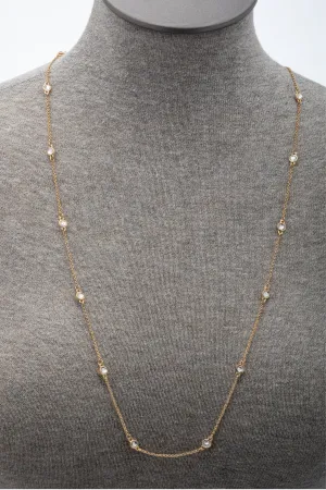 Goldtone Station Necklace With Swarovski Crystals