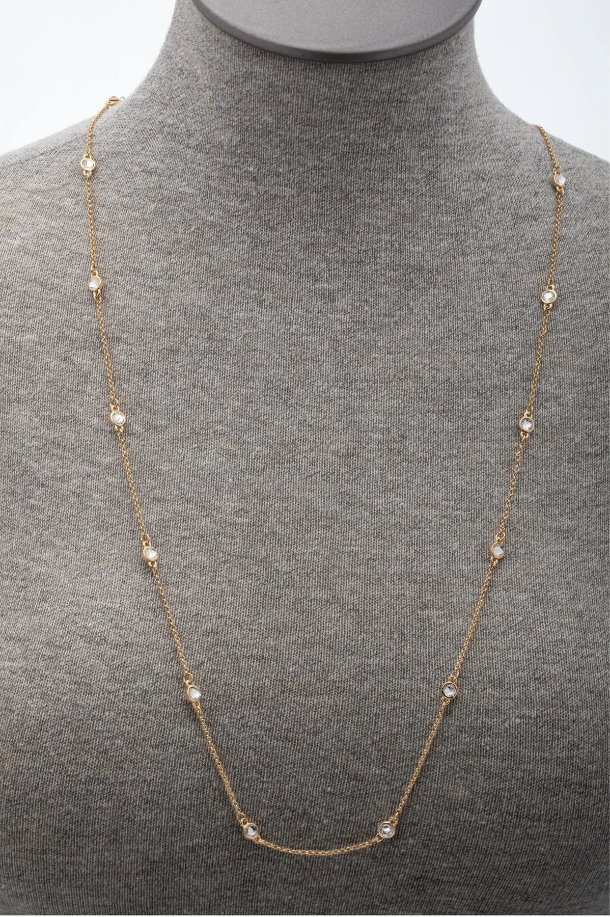 Goldtone Station Necklace With Swarovski Crystals