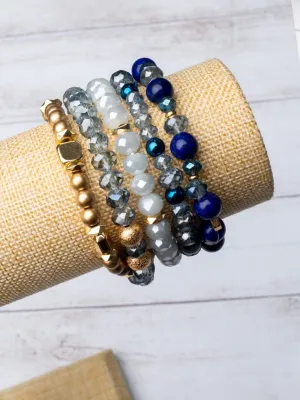 Happiness Comes In Waves Blue Five-Strand Bracelet Set