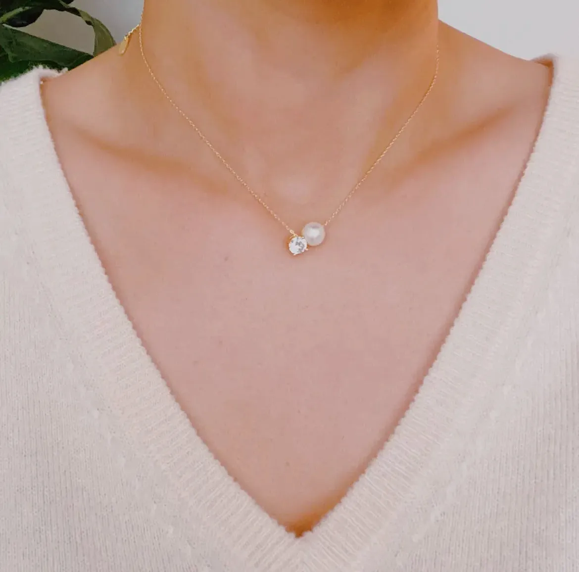 Hollie Pearl & Diamond Necklace