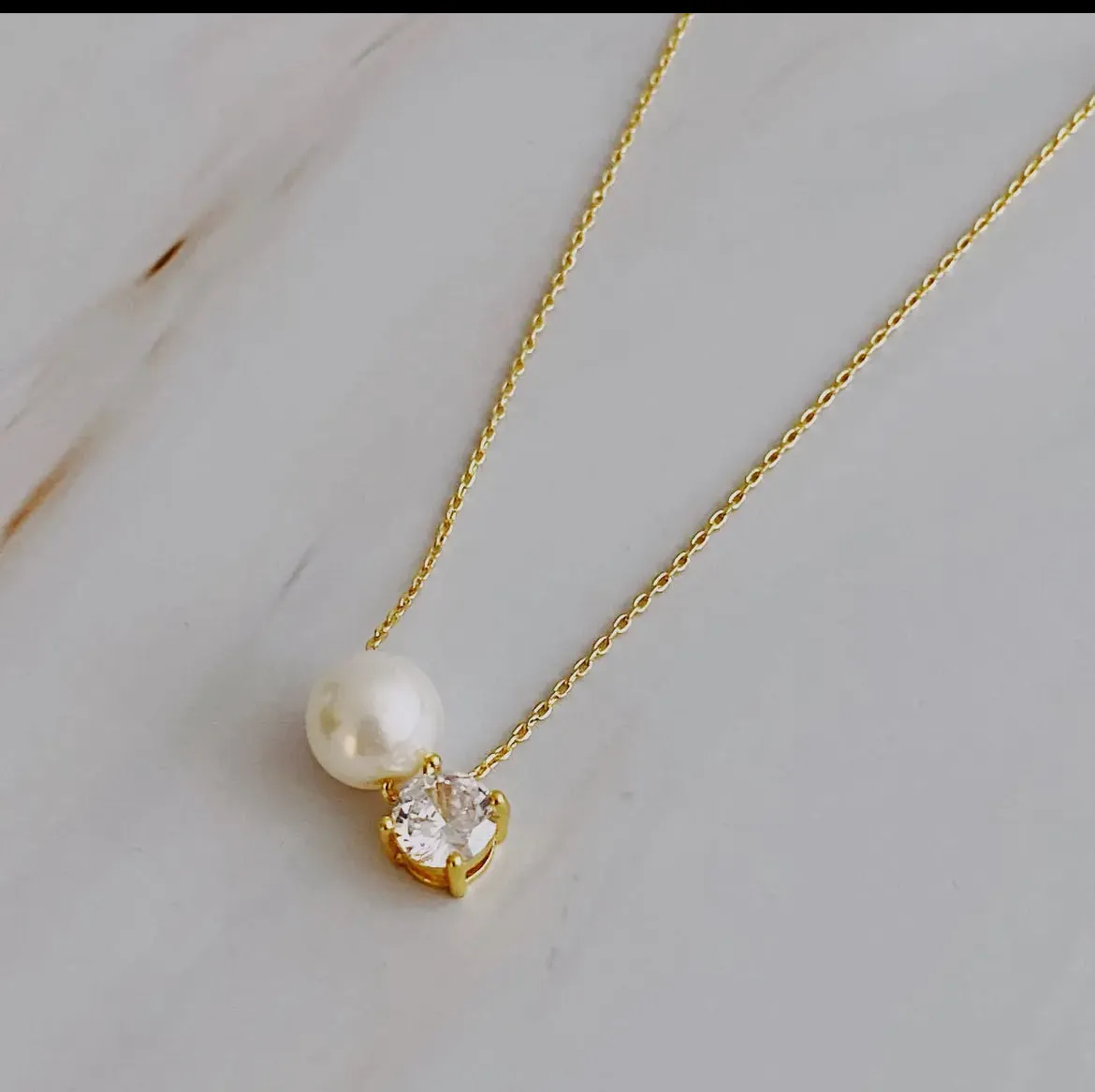 Hollie Pearl & Diamond Necklace