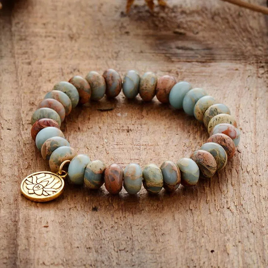 Imperial Jasper Lotus Bracelet | Handmade Unisex Bohemian Bracelet