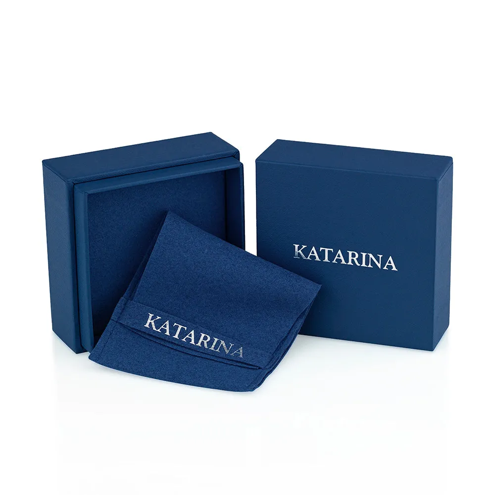 KATARINA 1/4 cttw Half-Bezel Set Three Stone Graduating Diamond Pendant Necklace