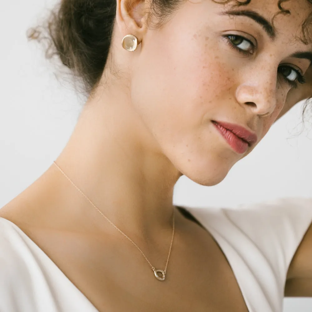 Large Sculpted Disc Diamond Stud Earrings
