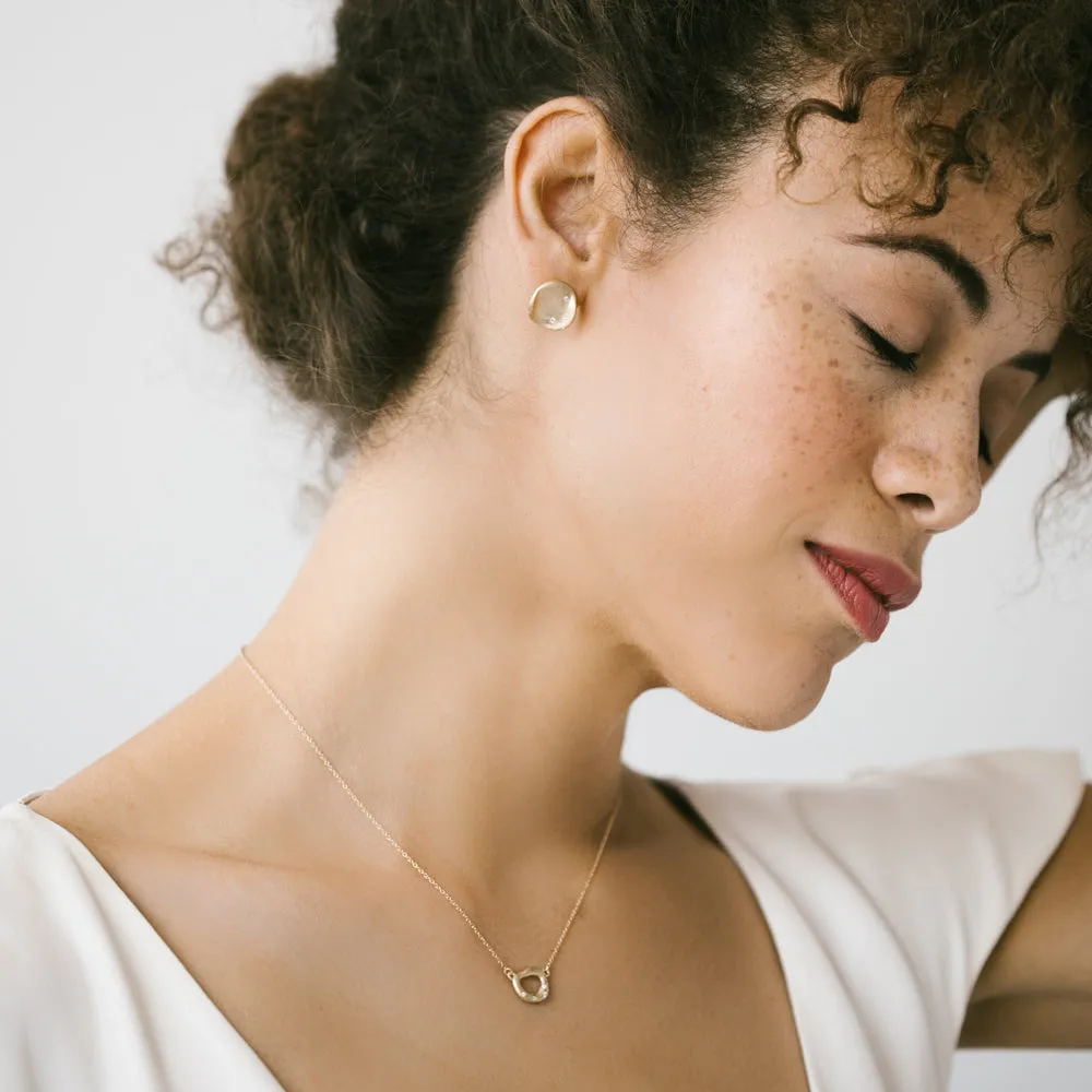 Large Sculpted Disc Diamond Stud Earrings