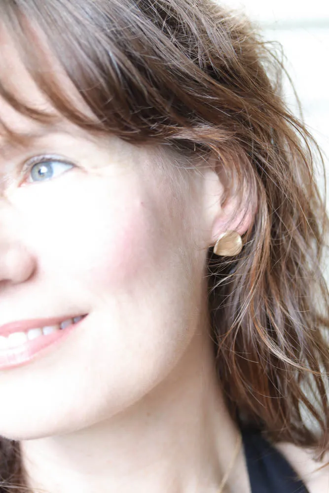 Large Sculpted Disc Stud Earrings