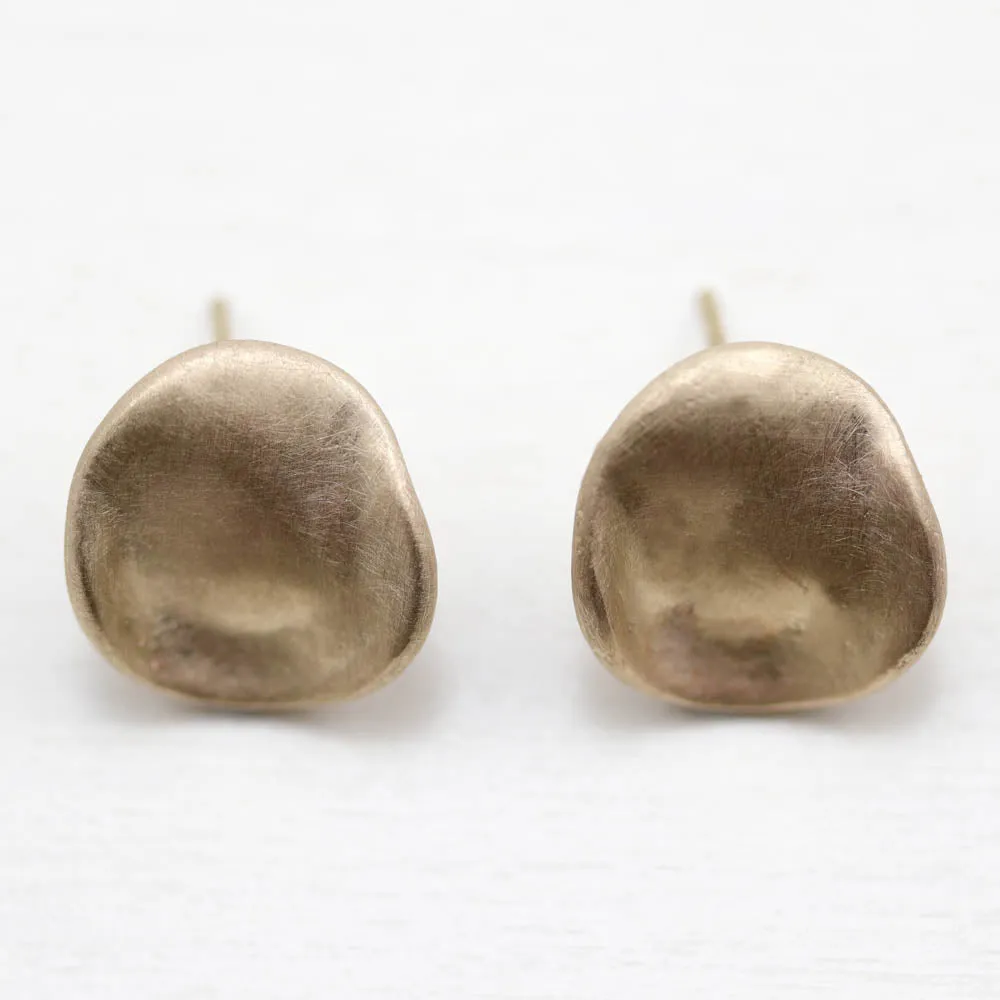 Large Sculpted Disc Stud Earrings