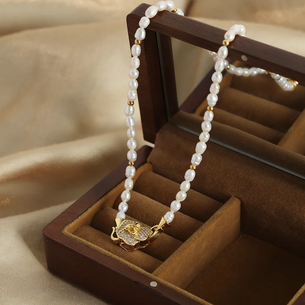 Luxurious Copper Pendant Set with Zircon and Rose Beads - Handcrafted Necklace for Women
