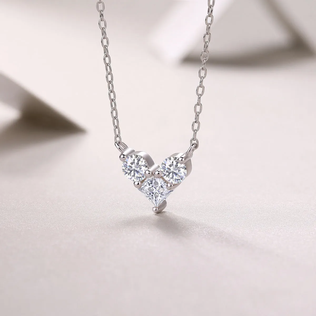 Moissanite Silver Pendant Love Necklace
