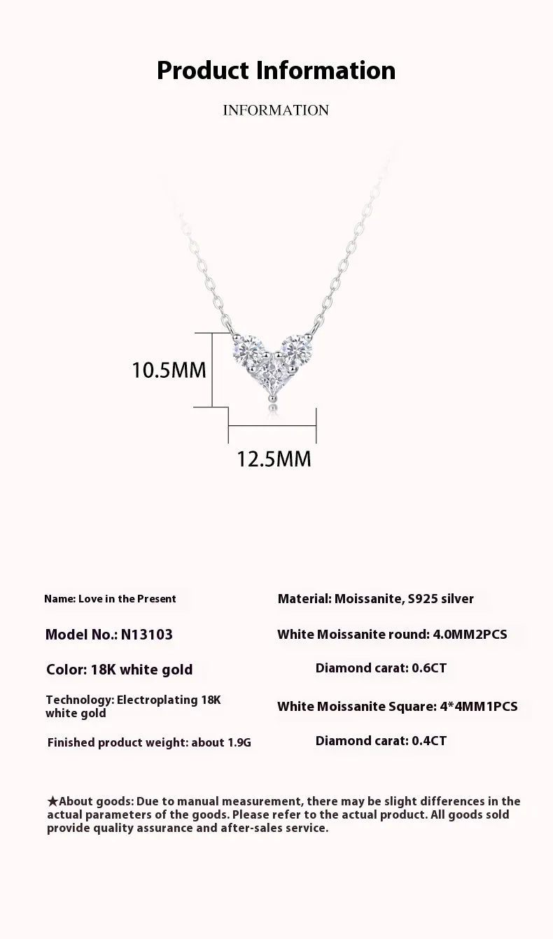 Moissanite Silver Pendant Love Necklace