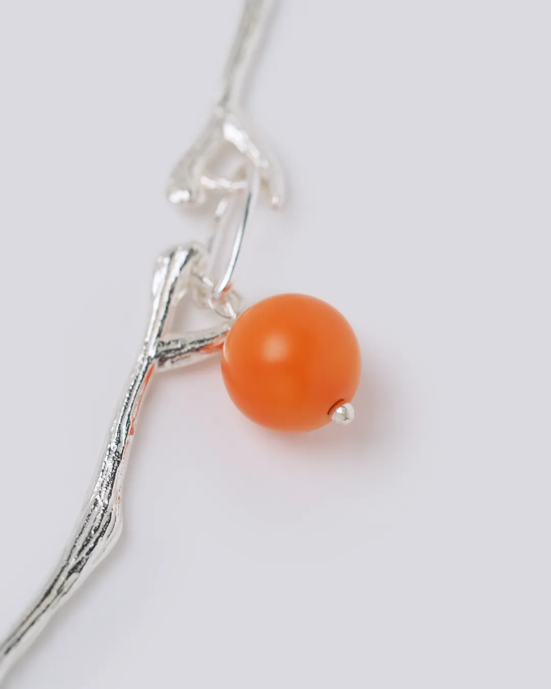 Neon Orange Silver Necklace