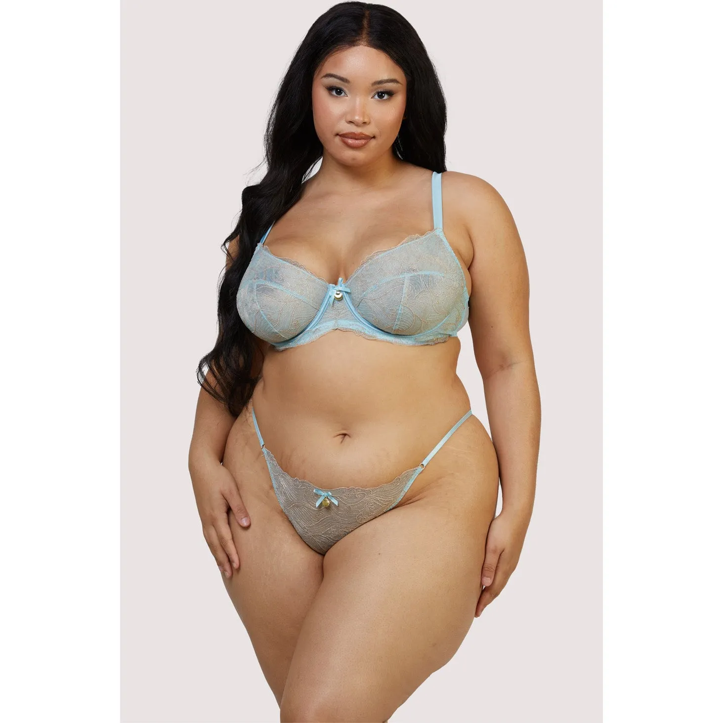 New Ayaka Blue Wave Embroidery Balconette Bra