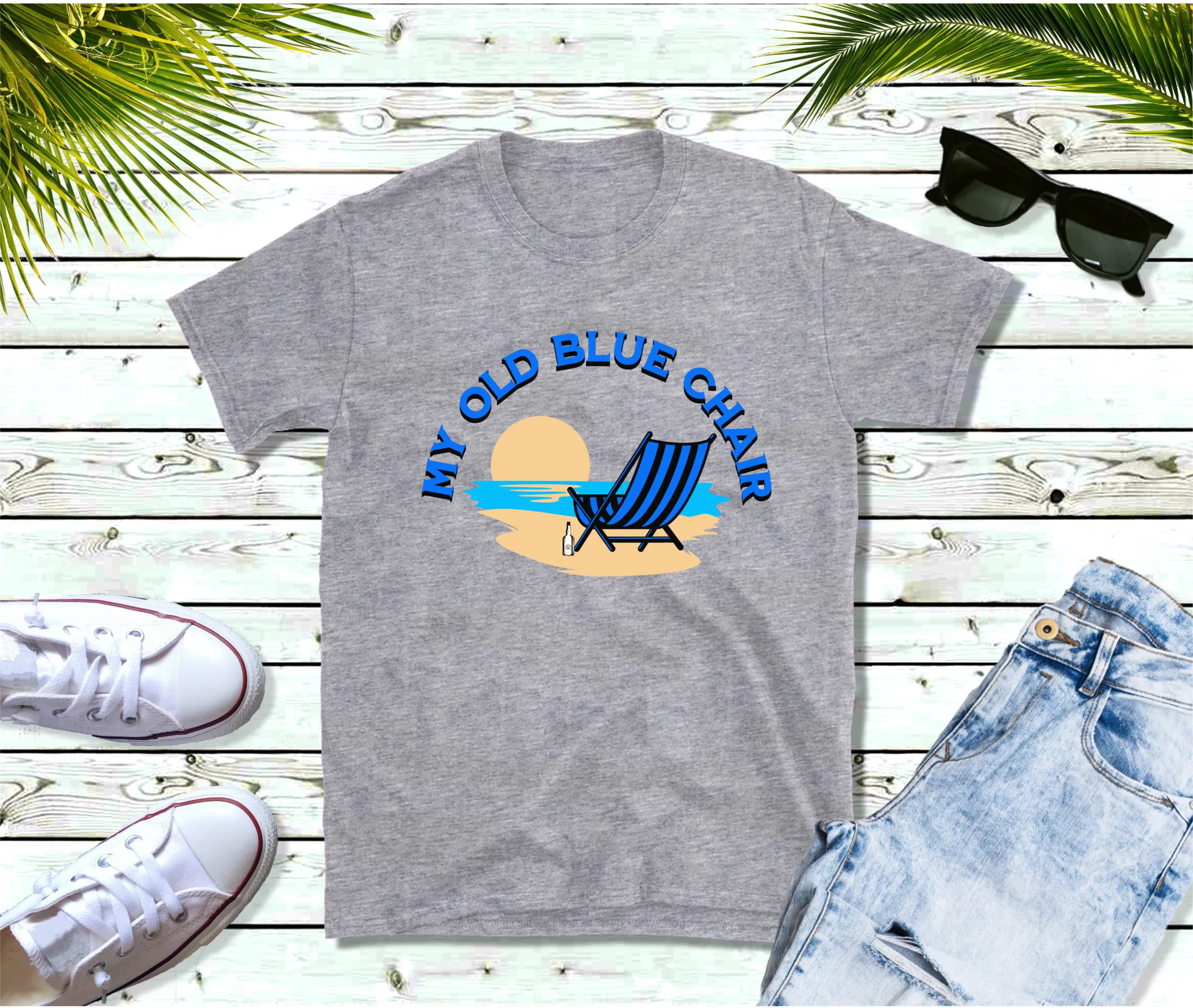 Old blue Chair T-Shirt, Country T-Shirt, Beach T-Shirt, Casual T-shirt, Country Lyric T-Shirt
