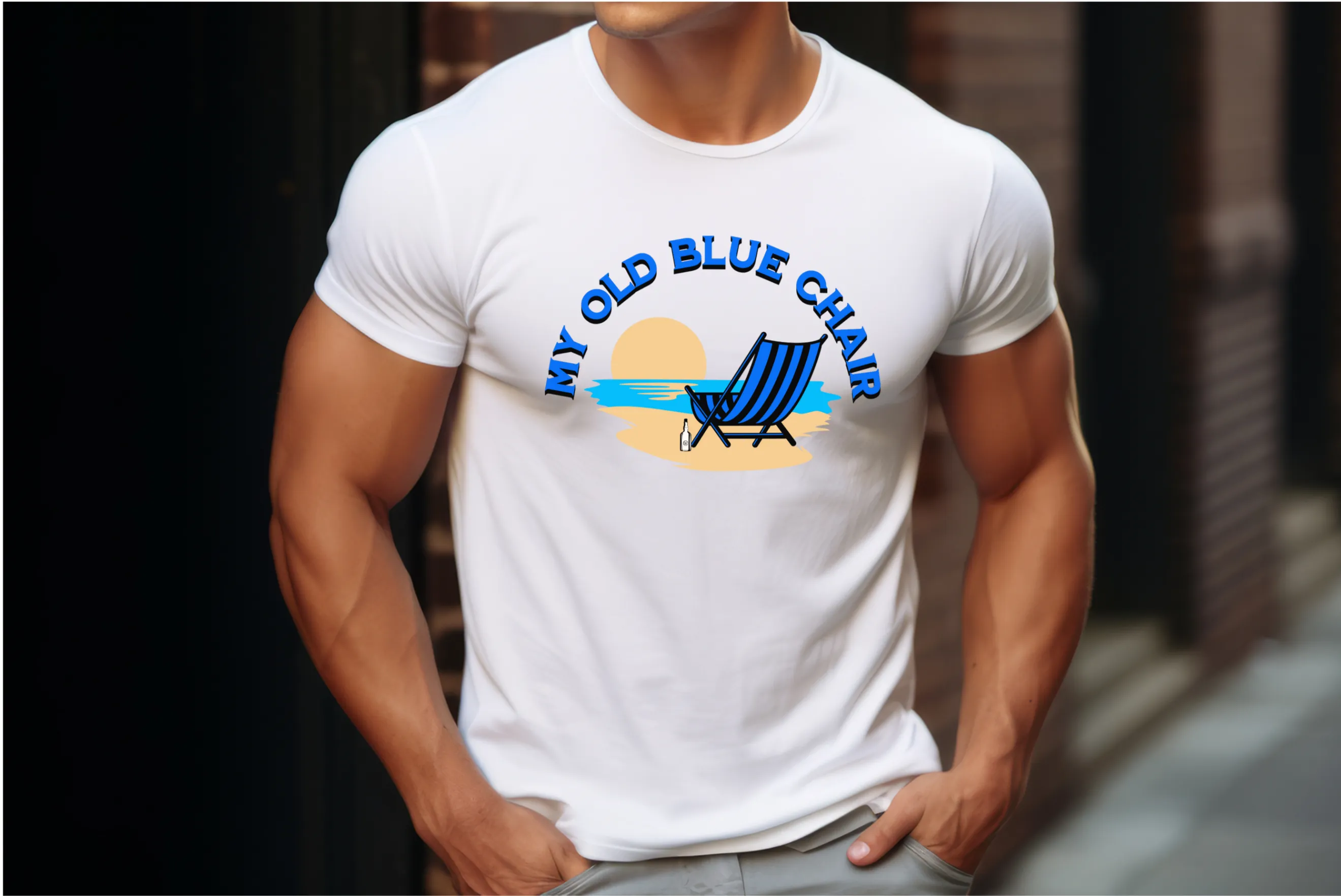 Old blue Chair T-Shirt, Country T-Shirt, Beach T-Shirt, Casual T-shirt, Country Lyric T-Shirt