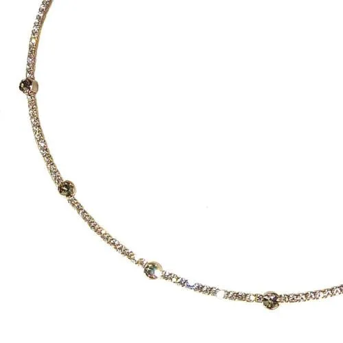 One Row Crystal Encrusted Choker Collar Necklace Silver Gold made fr Swarovski