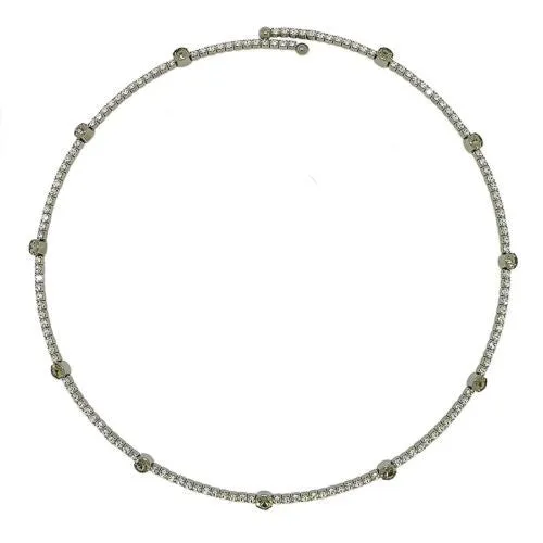 One Row Crystal Encrusted Choker Collar Necklace Silver Gold made fr Swarovski
