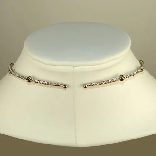 One Row Crystal Encrusted Choker Collar Necklace Silver Gold made fr Swarovski