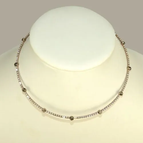 One Row Crystal Encrusted Choker Collar Necklace Silver Gold made fr Swarovski