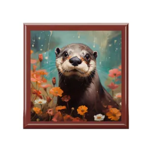 Otter on a Rainy Day Artwork Gift and Jewelry Box