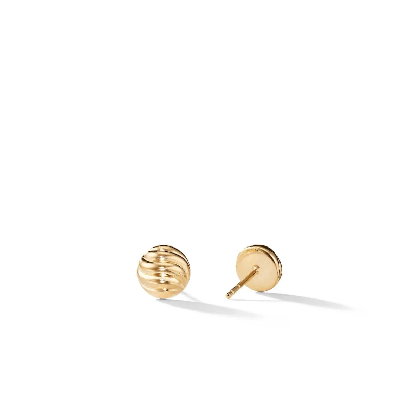 Sculpted Cable Stud Earrings in 18K Yellow Gold, 8mm