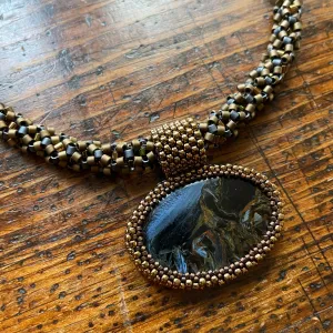 'Seascape' Pietersite Stone Statement Necklace - OOAK