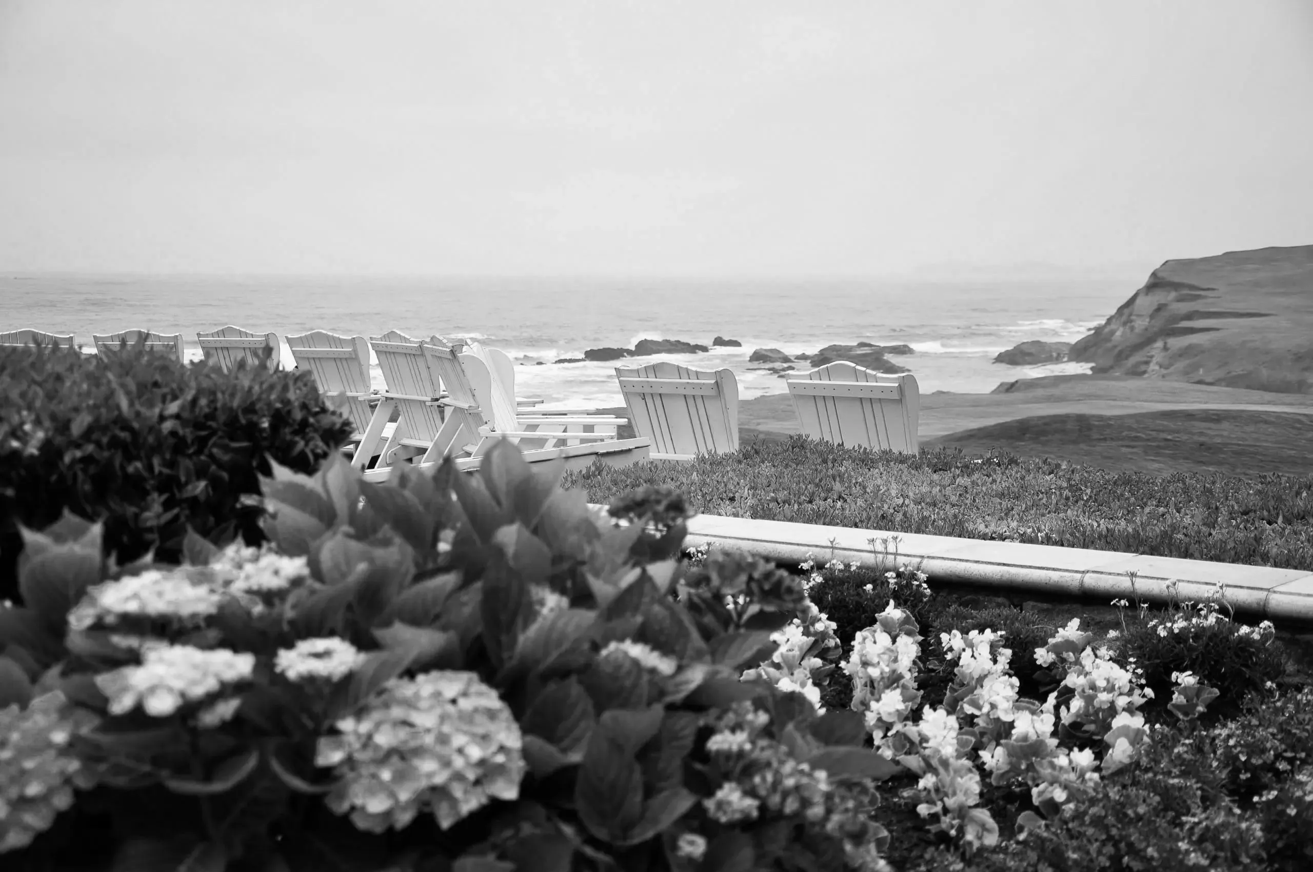 Serene Coastal Bliss: Gardens of Color and Ocean's Embrace