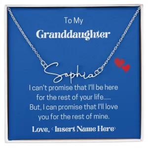 Signature Name Necklace w/MC. Gift for Granddaughter