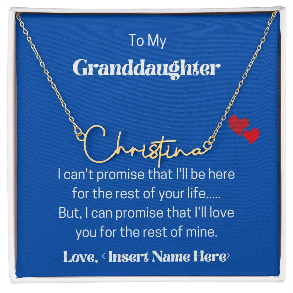 Signature Name Necklace w/MC. Gift for Granddaughter