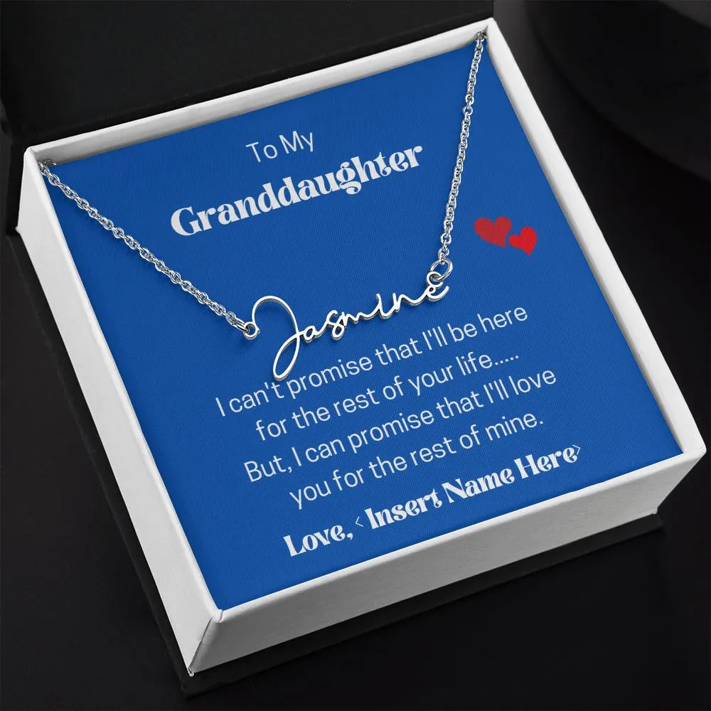 Signature Name Necklace w/MC. Gift for Granddaughter