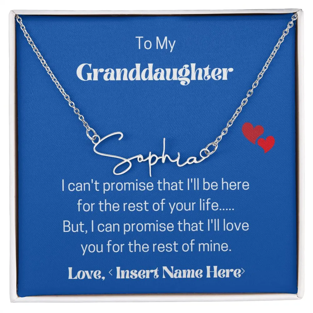 Signature Name Necklace w/MC. Gift for Granddaughter