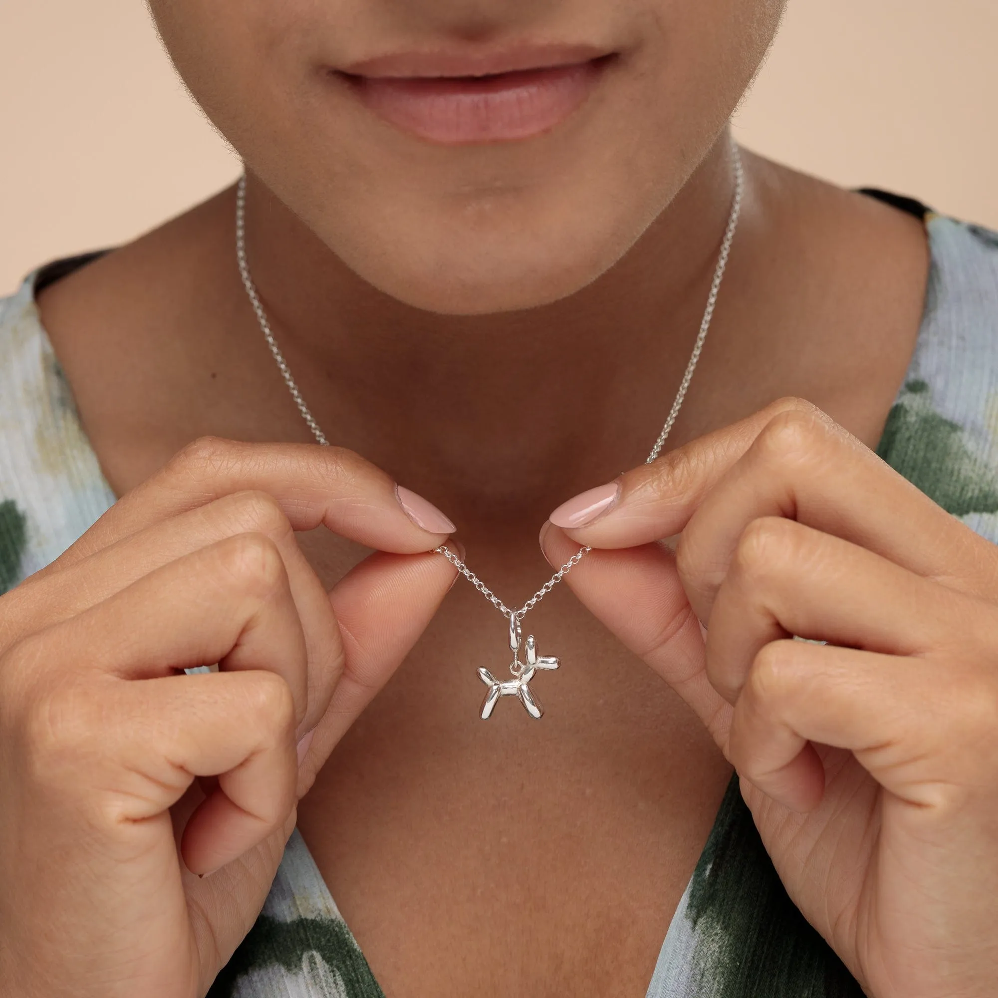 Silver Balloon Dog Necklace