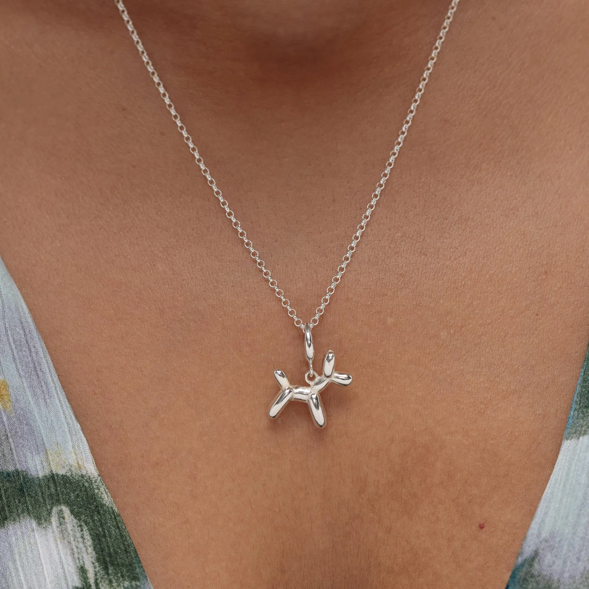 Silver Balloon Dog Necklace