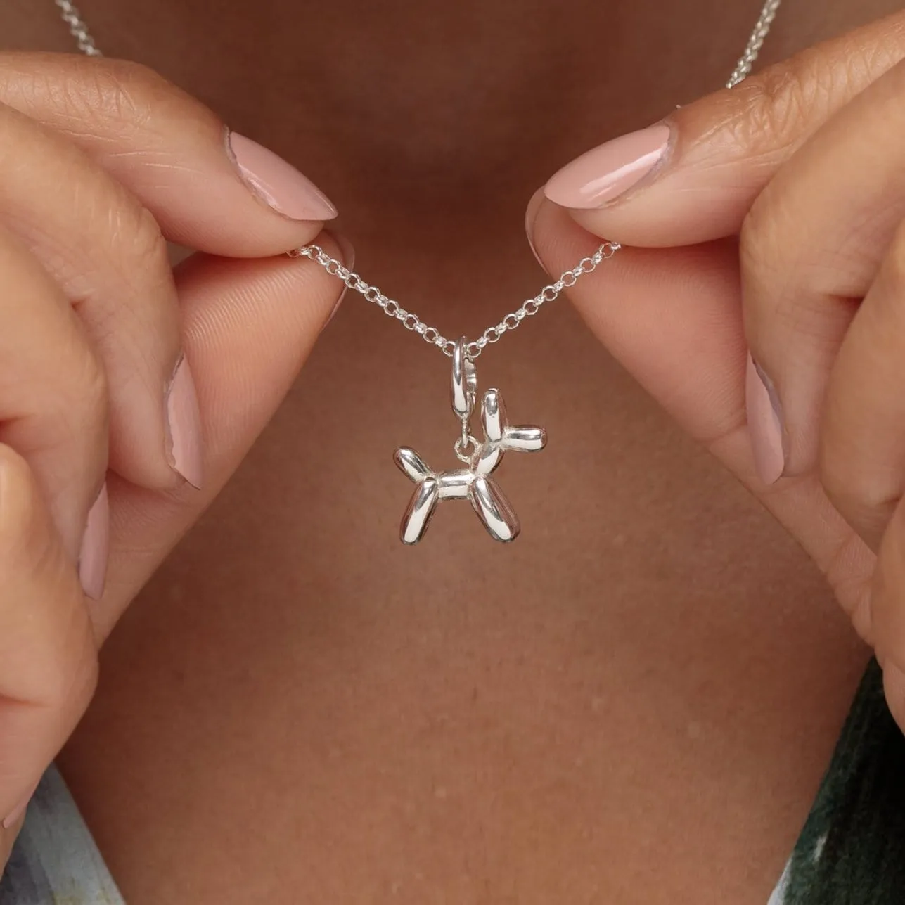 Silver Balloon Dog Necklace