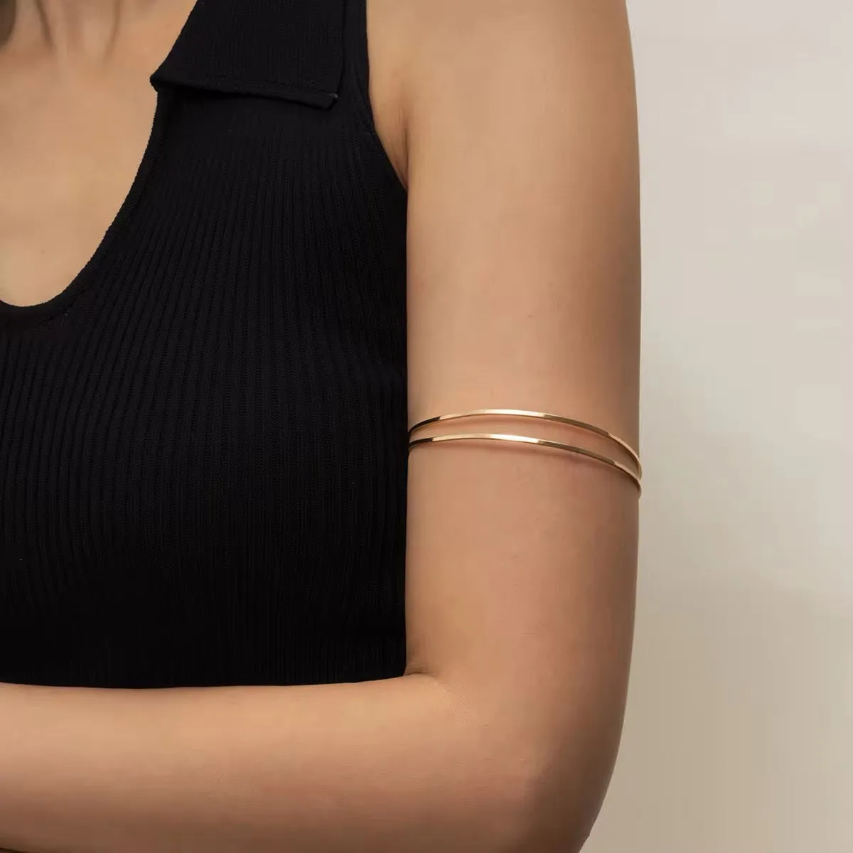 Simple Elegant Glossy Open Cuff Arm Bracelet