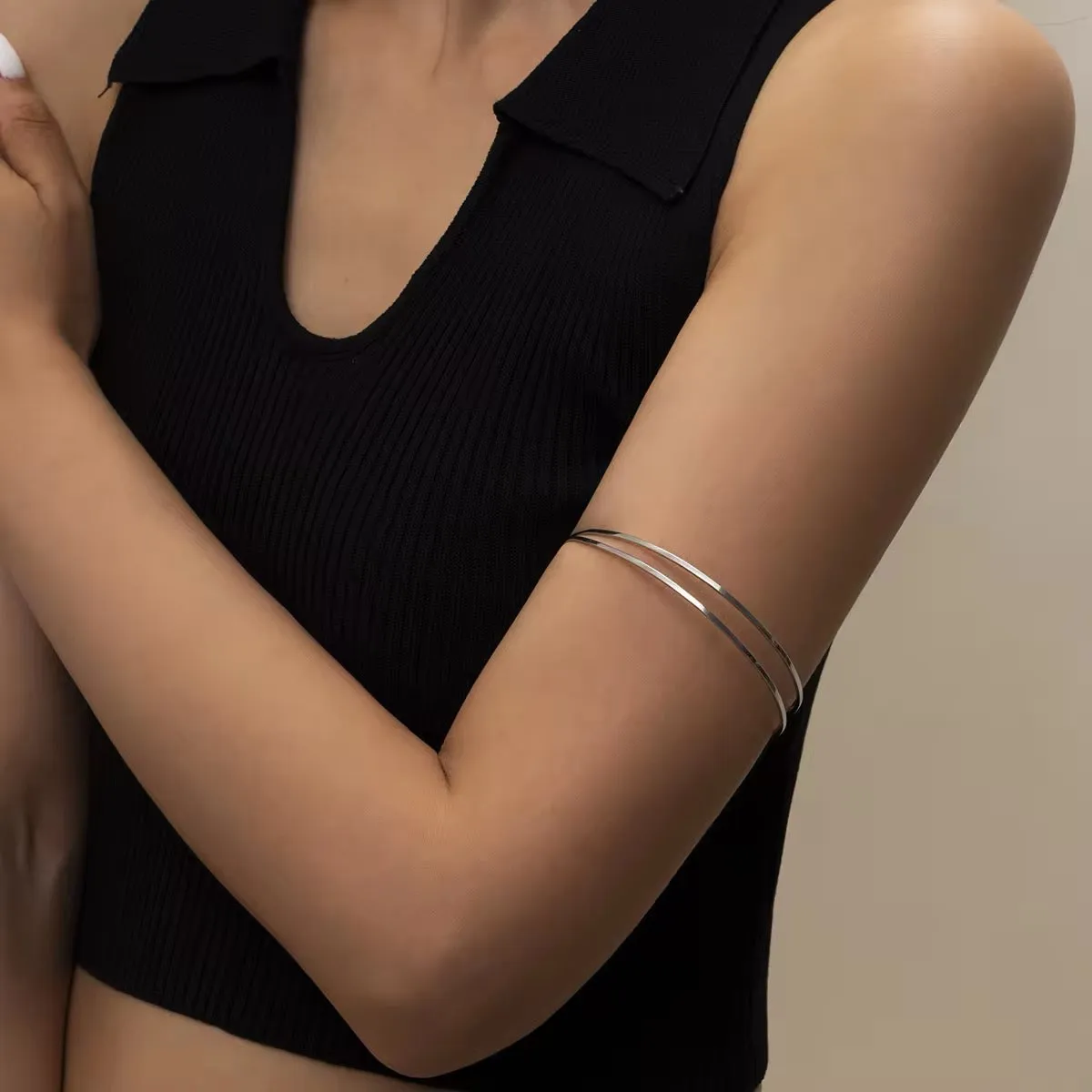 Simple Elegant Glossy Open Cuff Arm Bracelet
